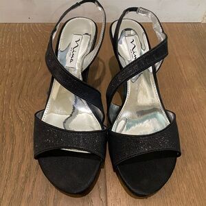 Nina Glittery Black Women's Sandals